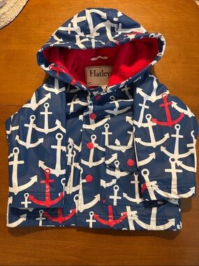 Hatley Navy Anchor Raincoat with Red Accents
